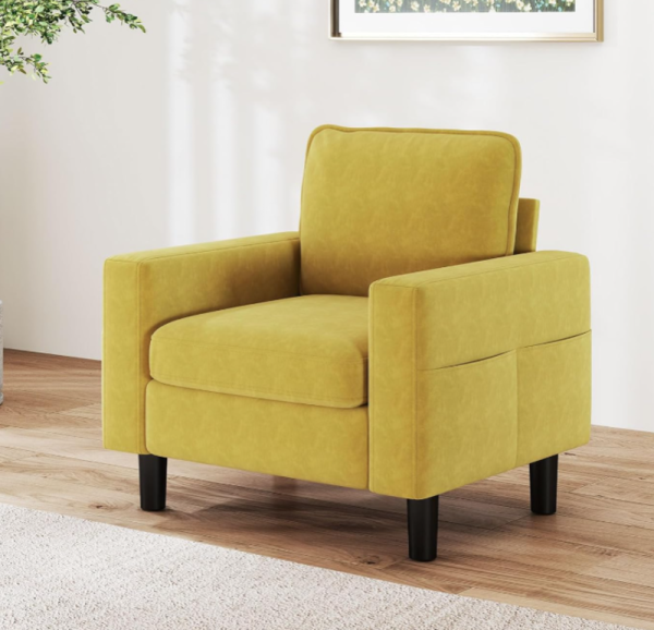 Bright Yellow Minimalist Boxy Armchair